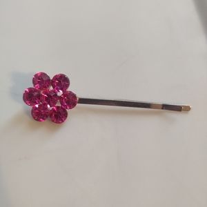 Pink flower hair pin